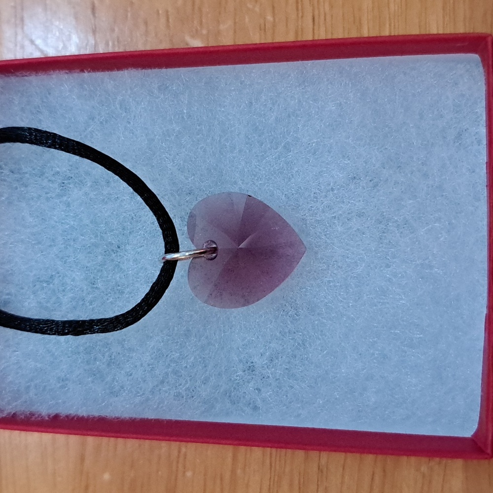 Evening Amethyst Crystal Heart Necklace - Picture 3 of 6